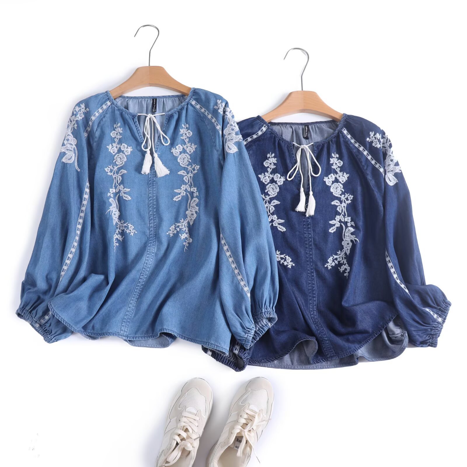 Blusa vaquera para mujer, Top  - Tassel Fringe Trim reseña y precio