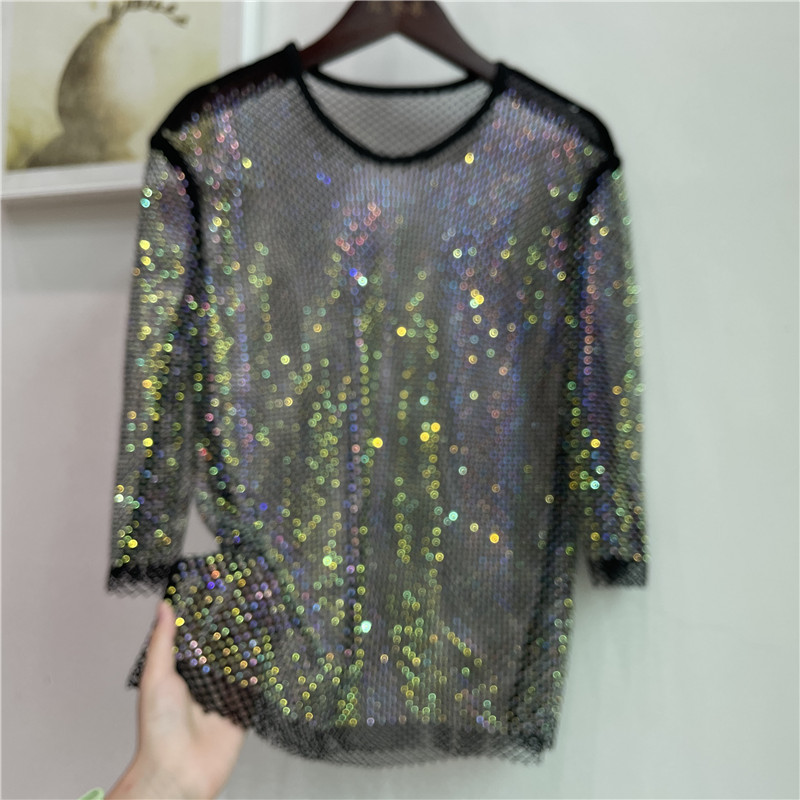 ColorShiny Diamonds-Camiseta b - Crystal Mesh Fabric reseña y precio