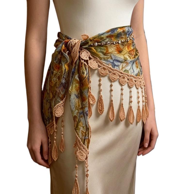 Pañuelo Triangular Bohemio con - Tassel Fringe Trim reseña y precio